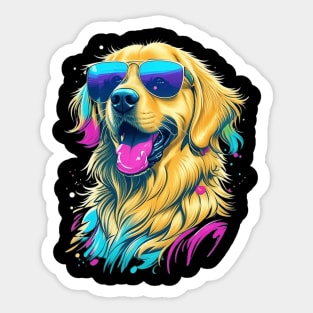 Cool Golden Retriever Dog with Sunglasses Sticker